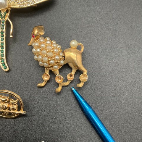 Vintage Animal Brooch Pin Lot of 8 Dragonfly Poodle Bird Lion Costume Jewelry
