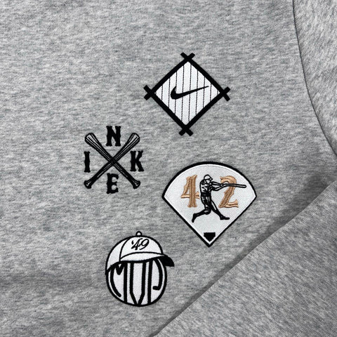 Nike Men's Gray Baseball Dri-FIT Sweatshirt Embroidered #42 Patches Sz XL
