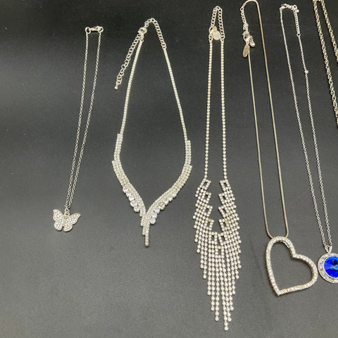 Fashion Jewelry Lot 12 Necklaces Gold Silver Tone Statement Heart Butterfly