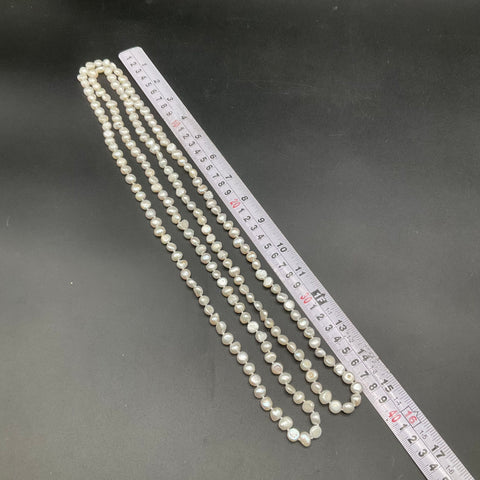 White Cultured Pearl Jewelry Lot 3 Pieces Necklace Bracelet 62" Rope Strand