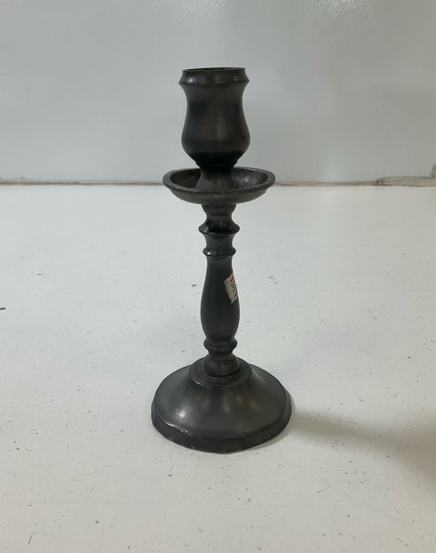 Vintage Pewter Single Candlestick Candle Holder Hallmarked Rustic Primitive Deco