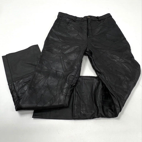Vintage 90s Navarre Leather Co Men's Black Patchwork Genuine Leather Pants