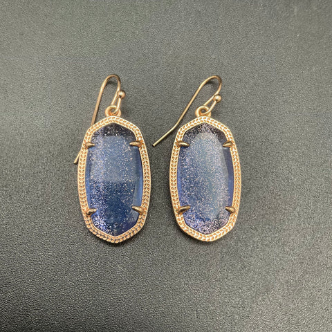 Kendra Scott Elisa Necklace White Kyocera Opal & Blue Goldstone Earrings Lot