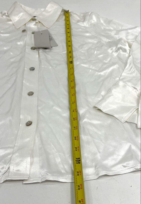 Rails Women's Ivory Andrea Satin Button Up Shirt Top Size M NWT