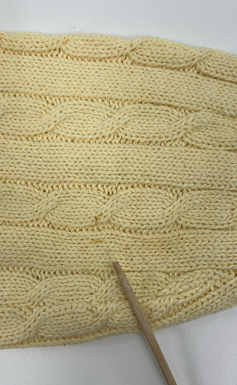 Vintage Women's Tony Lambert Light Yellow Cable Knit Pullover Sweater - Medium