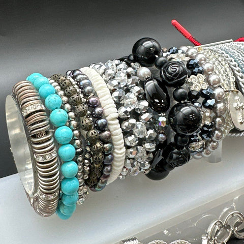 Vintage to Modern Mixed Costume Jewelry Lot of 40 Bracelets Bangles Beaded