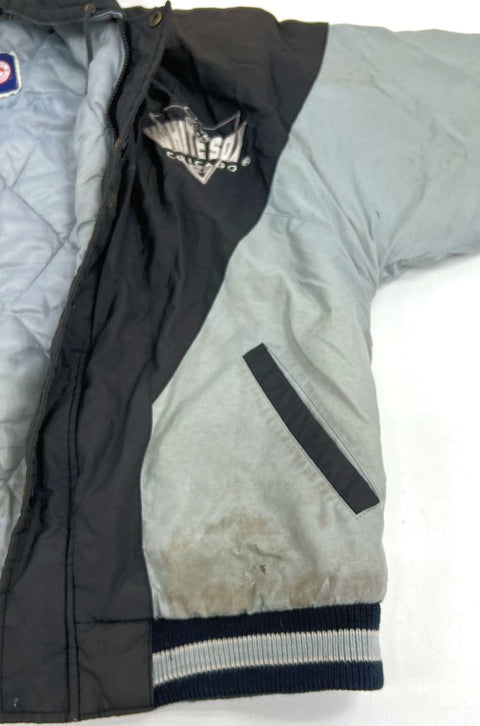 Vintage 90s Logo 7 Black Gray Chicago White Sox Hooded Puffer Jacket Youth L