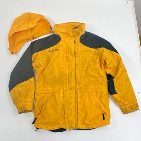 Vintage 90s Columbia Women's Ski Jacket Yellow Gray Colorblock Hooded Size M