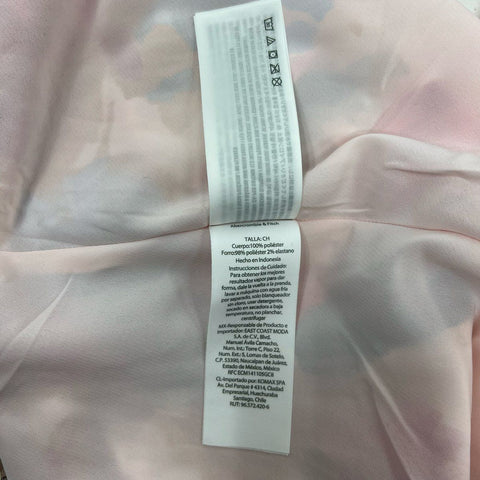 Abercrombie Women's Pink Abstract Ruched Drapey Cowl Back Maxi Dress M NWT