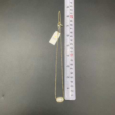 Kendra Scott Elisa Gold Tone Pendant Necklace White Marbled Stone Satellite