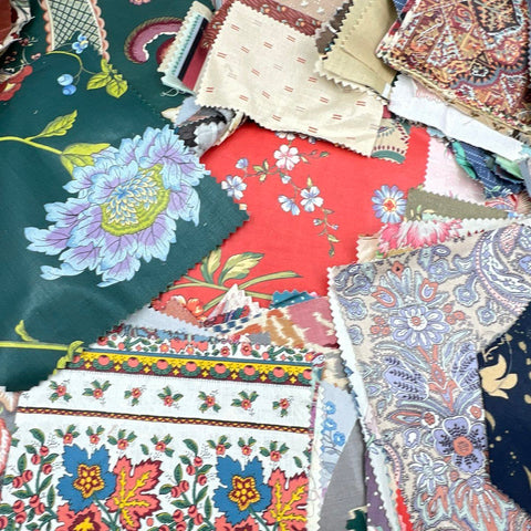 Vintage Fabric Quilt Squares Lot Mixed Cotton Patterns Floral Paisley 8 lbs