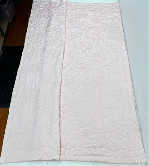 Pottery Barn Kids Girls Pink Floral Quilted Silk Blend Bedspread Sham Set