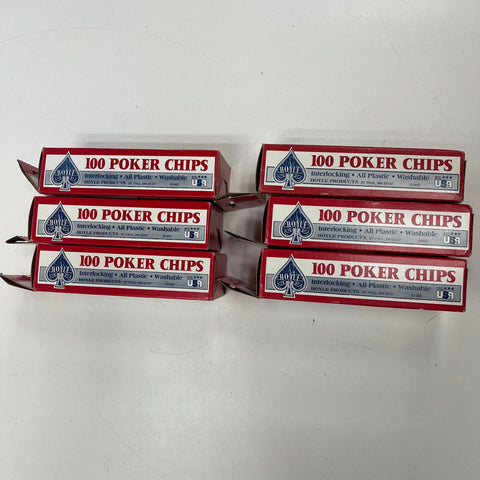 Vintage 1992 Hoyle Poker Chips Lot of 6 NOS 100 ct Boxes Made in USA