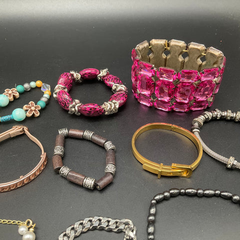 Eclectic Fashion Jewelry Bracelet Lot of 22 Beaded Bangles Cuff Boho Statement