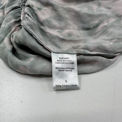 Young Fabulous & Broke Women's Junia Dress Green Gray Tie Dye Tassel Sz S NWT