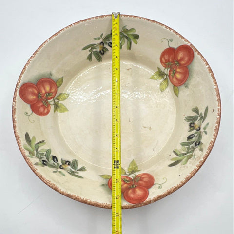 Tiffani Boutique Italy Ceramic Serving Bowl Large 14" Olive & Tomato Vintage
