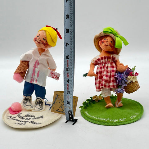 Annalee Doll Society Lot 2 Piece 1993 10th Anniversary and 1996-97 Logo Kid