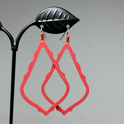 Kendra Scott Bright Pink Rope Texture Geometric Kite Dangle Earrings 2.5"