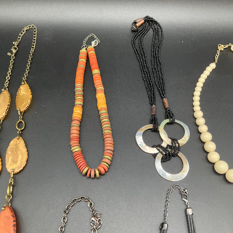 Statement Fashion Jewelry Lot 9 Beaded Bib Pendant Boho Eclectic Necklaces