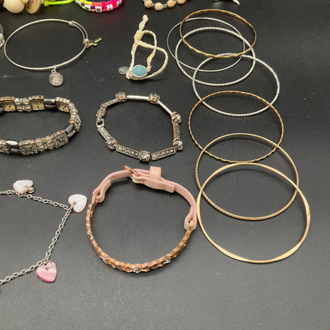 Vintage and Modern Jewelry Lot of 30 Bracelets Bangles Cuff Beaded Charms