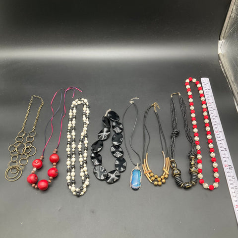 Beaded Statement Necklace Jewelry Lot of 8 Boho Retro Bib Pendant Styles