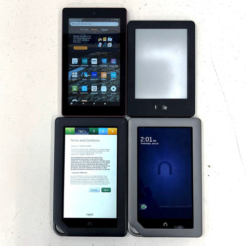 Amazon Kindle & B&N Nook E-Reader Tablet Lot 4 Devices With Case Tested