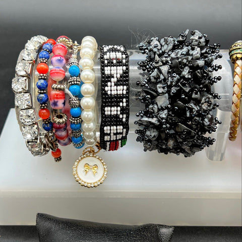 Mixed Jewelry Lot 15 Bracelets Beaded Woven Rose Haiti Kenya Religious Style