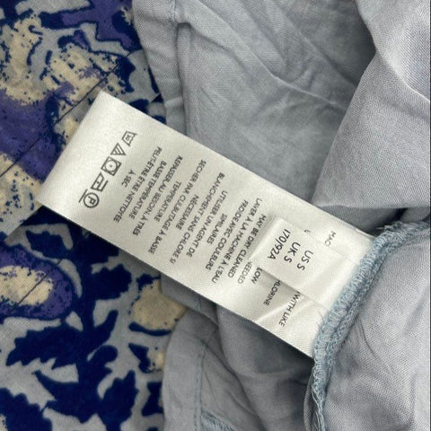 Anthropologie Blue Floral Modal Tiered Smocked Waist Maxi Dress Women's S