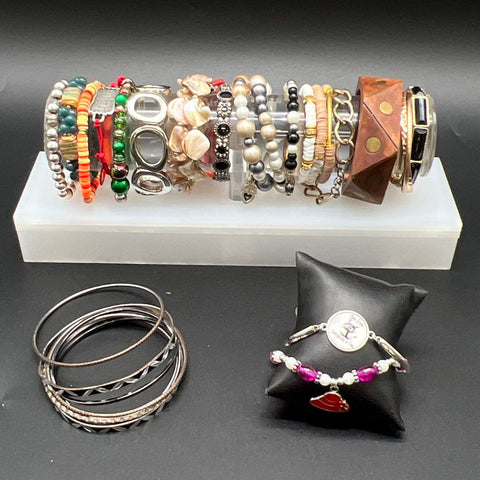 Vintage Modern Jewelry Lot of 26 Bracelets Wood Bangle Beaded Charms Bangles