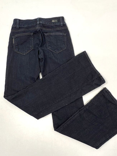 Paige Women's Hidden Hill Petite Flare Jeans Dark Wash Double Button Sz 25