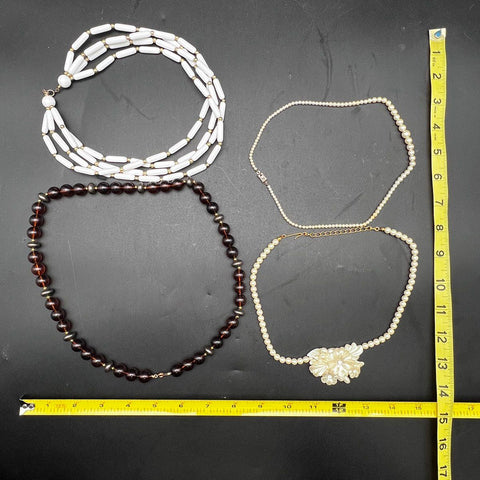 Vintage to Modern Beaded Costume Jewelry Lot 12 Necklaces Locket Faux Pearl