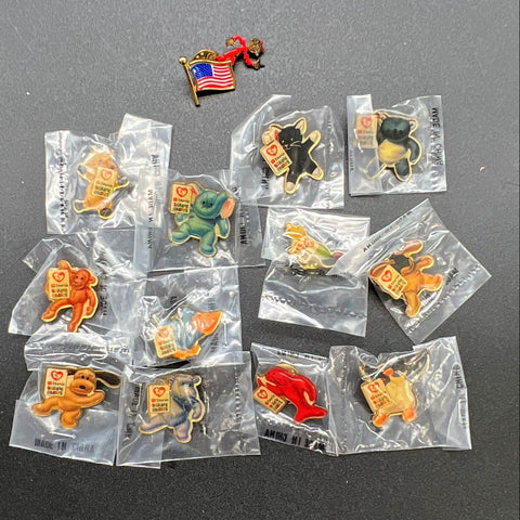 Ty Teenie Beanie Babies Collectible Lapel Pin Lot 14 Pieces 12 Sealed Vintage