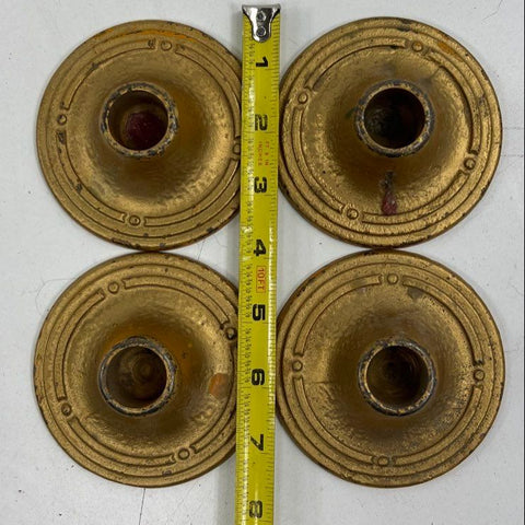 Vintage Hammered Brass Taper Candlestick Holders Set of 4 Arts & Crafts Style