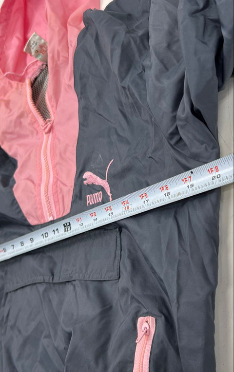 Vintage 90s Puma Anorak Windbreaker Tracksuit Set Pink Black Sz M