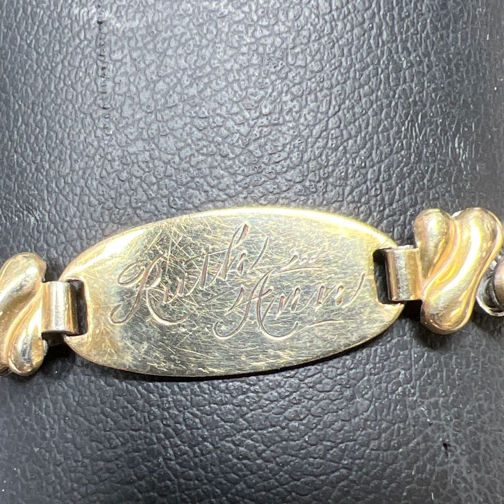 Vintage 1/20 12K Golf Filled Ruth Ann Name Accordion Bracelet 8.3g