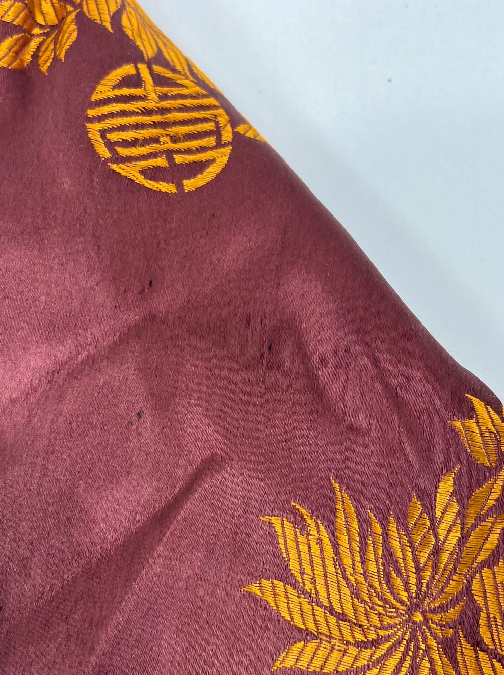 Vintage 60s Chinese Embroidered Brocade Kimono Haori Jacket Burgundy Gold