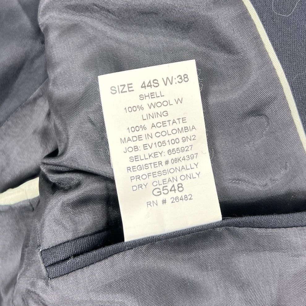 Men's Pierre Cardin Navy Blue 100% Wool Suit Jacket & Pants - Size 44Sx38W