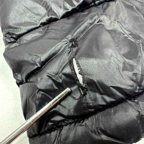 Guess Men's Black Hooded Puffer Jacket Quilted Full Zip Size M
