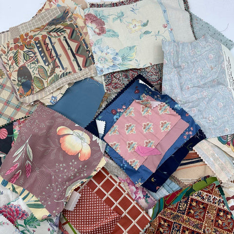 Vintage Quilt Squares Lot Mixed Cotton Fabric Scraps Florals Patterns 5.3 Lbs