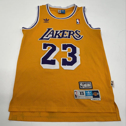 Adidas Los Angeles Lakers LeBron James #23 Hardwood Classics Jersey Gold Sz XS