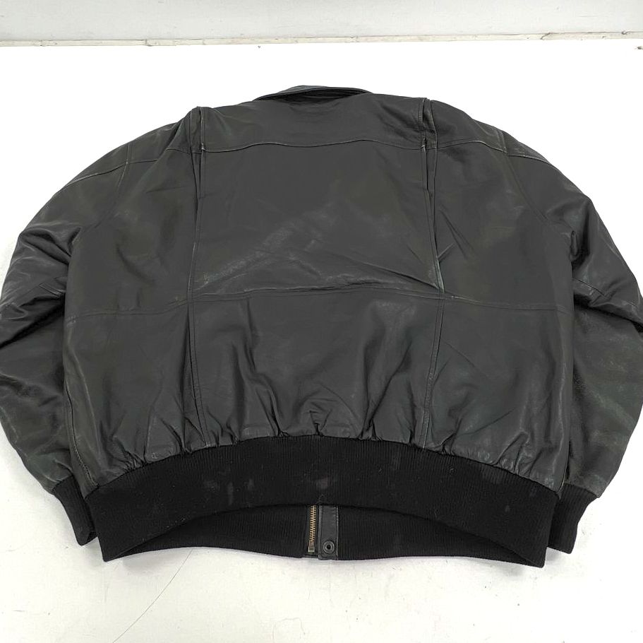 Burks Bay Black Leather NRA Life Member Bomber Flight Jacket Men's XL