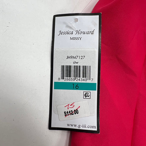 Jessica Howard Pink Eyelet Cutout Hem A-Line Dress Women's 16 NWT