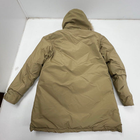 Vintage 80s Woolrich Men's Arctic Parka Down Coat Coyote Fur Hood Tan Sz M