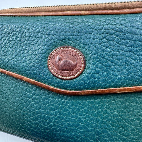 Vintage 90s Dooney & Bourke Green All Weather Leather Crossbody Bag