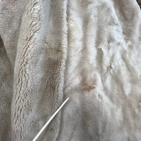 Vintage Halldon Women's Beige Faux Fur Swing Coat A-Line Frog Closure