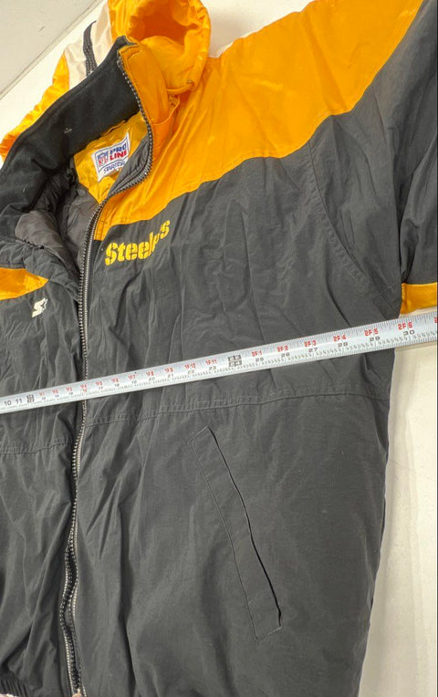 Vintage 90s Starter Pittsburgh Steelers Hooded Puffer Jacket NFL Pro Line XXL