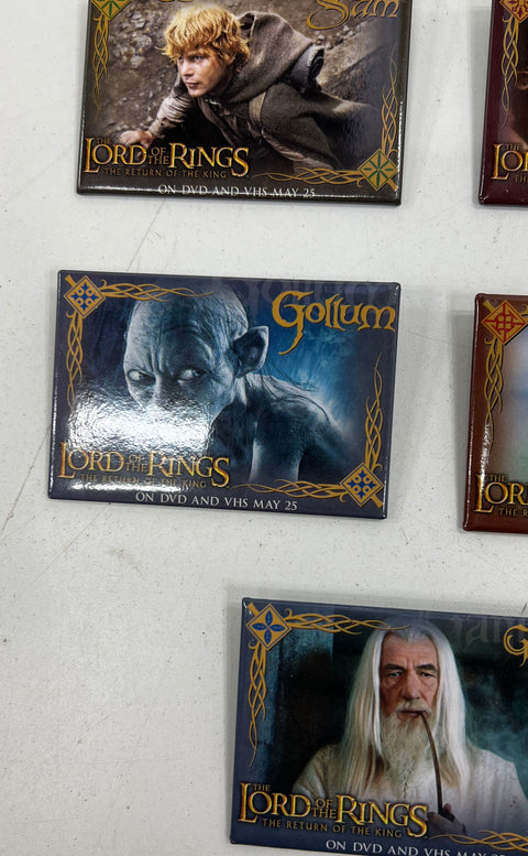 Lot of 5 Vintage 2004 Lord of the Rings ROTK Promo Pins Gandalf Gollum