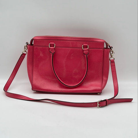 Kate Spade New York Pink Patent Leather Bow Satchel Crossbody Bag Gold Tone