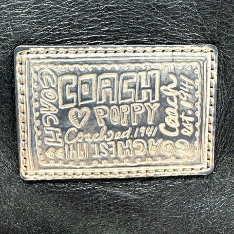Coach Black Leather Poppy Pocket Hobo Shoulder Bag 14561 Silver Hardware