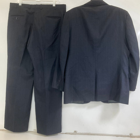 Vintage 80s American Trend Charcoal Pinstripe Wool 2-Piece Suit Men's 46 37x29